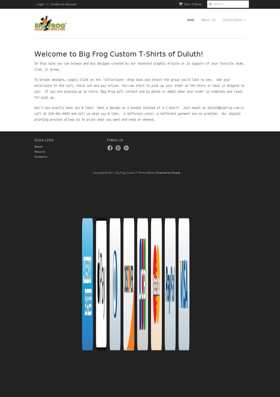 shopbigfrogduluth.com shopify website screenshot
