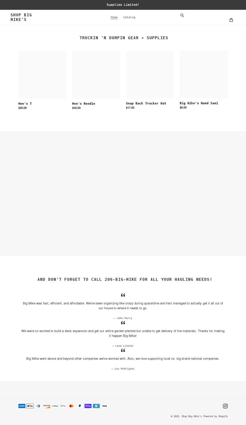 shopbigmikes.com shopify website screenshot