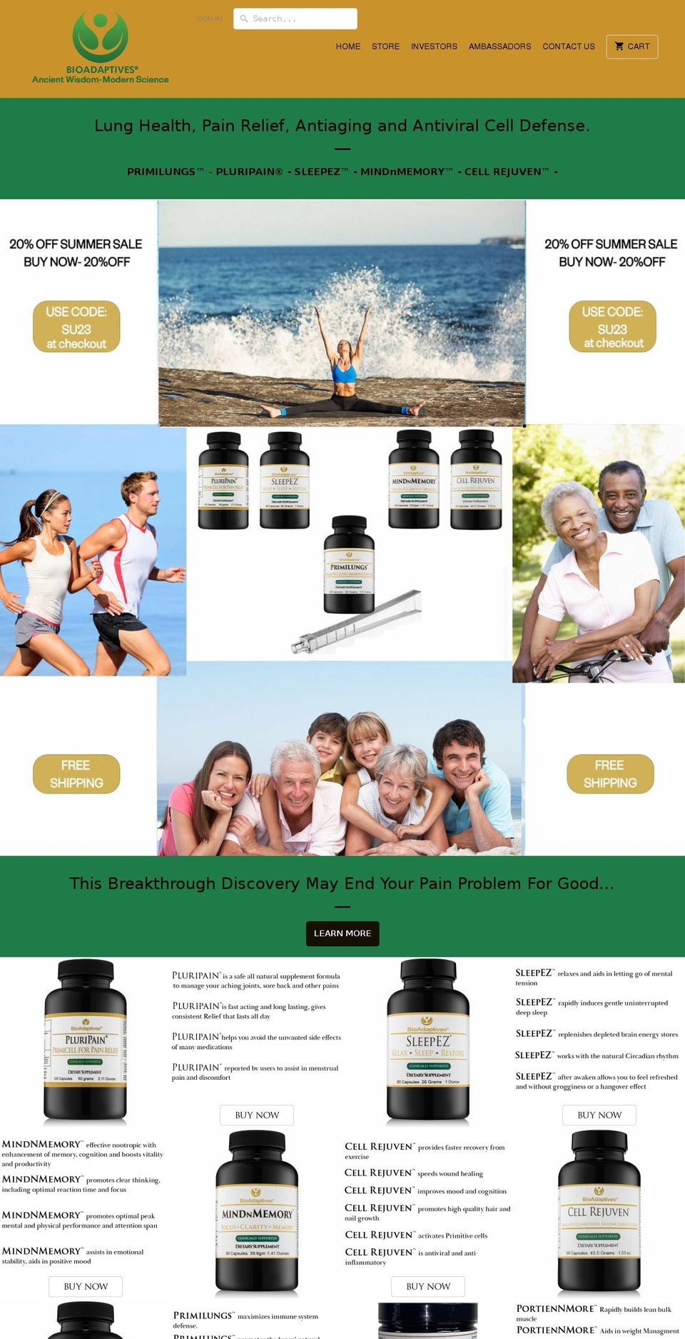 shopbioadaptives.com shopify website screenshot