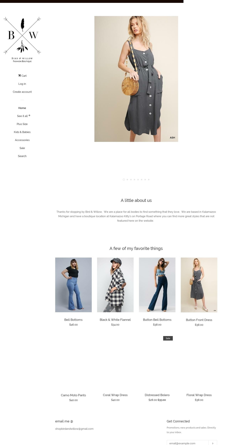 shopbirdandwillow.com shopify website screenshot