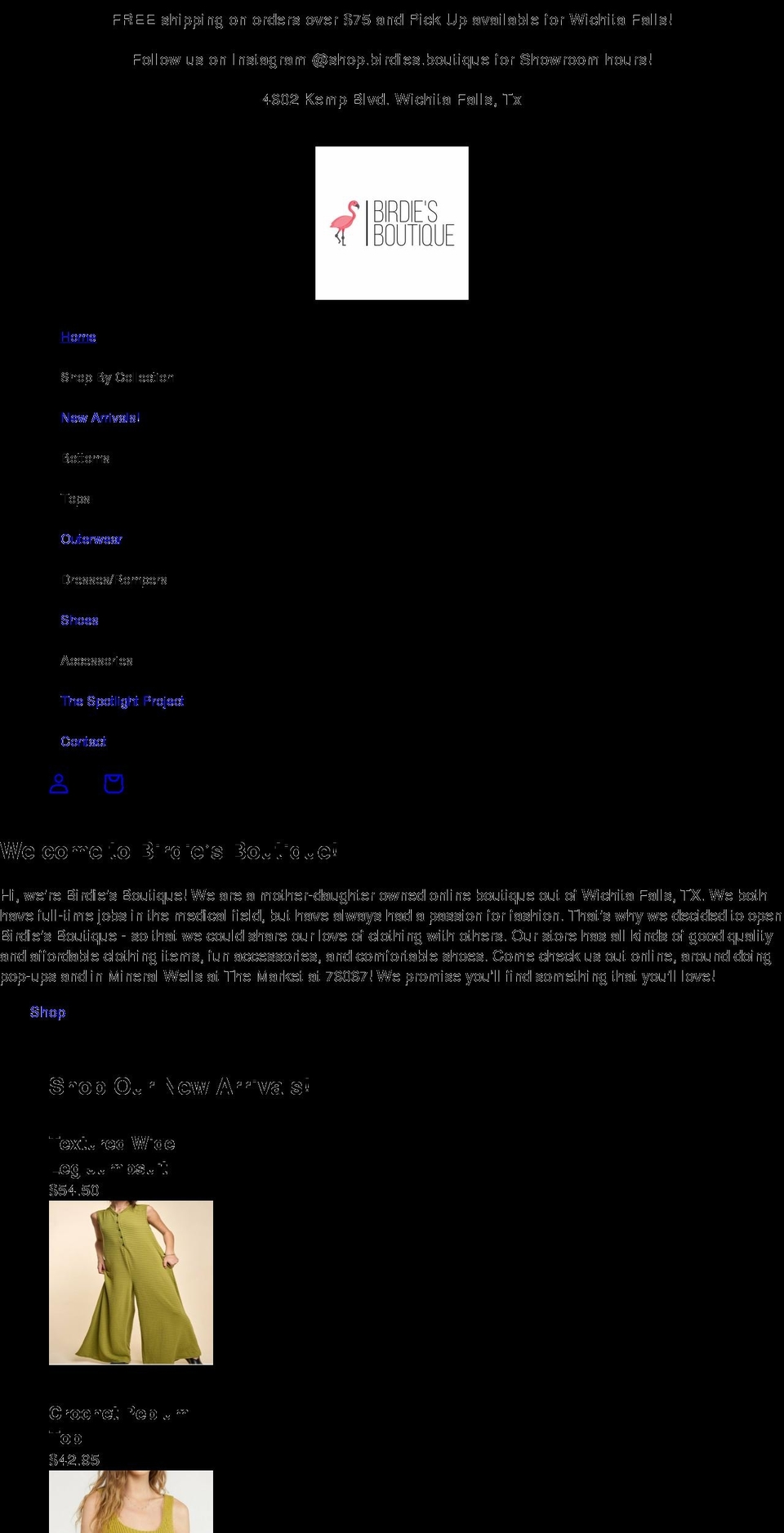 shopbirdiesboutique.com shopify website screenshot