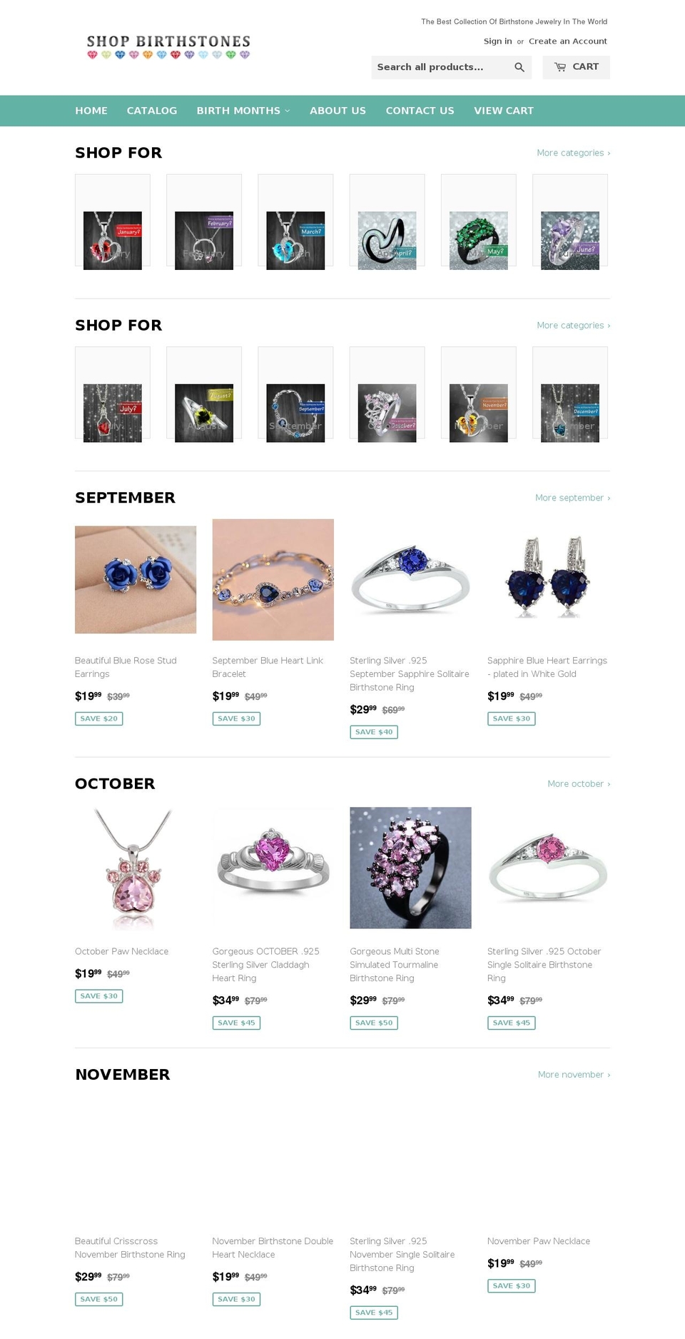 shopbirthstones.com — Shopify storefront screenshot