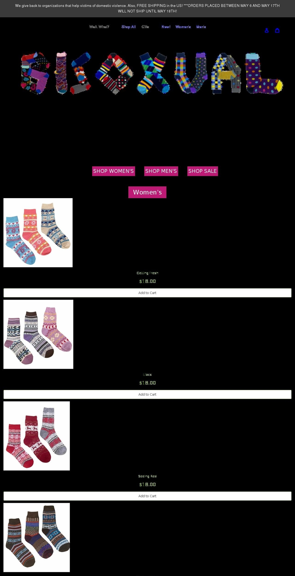 shopbisoxual.com shopify website screenshot