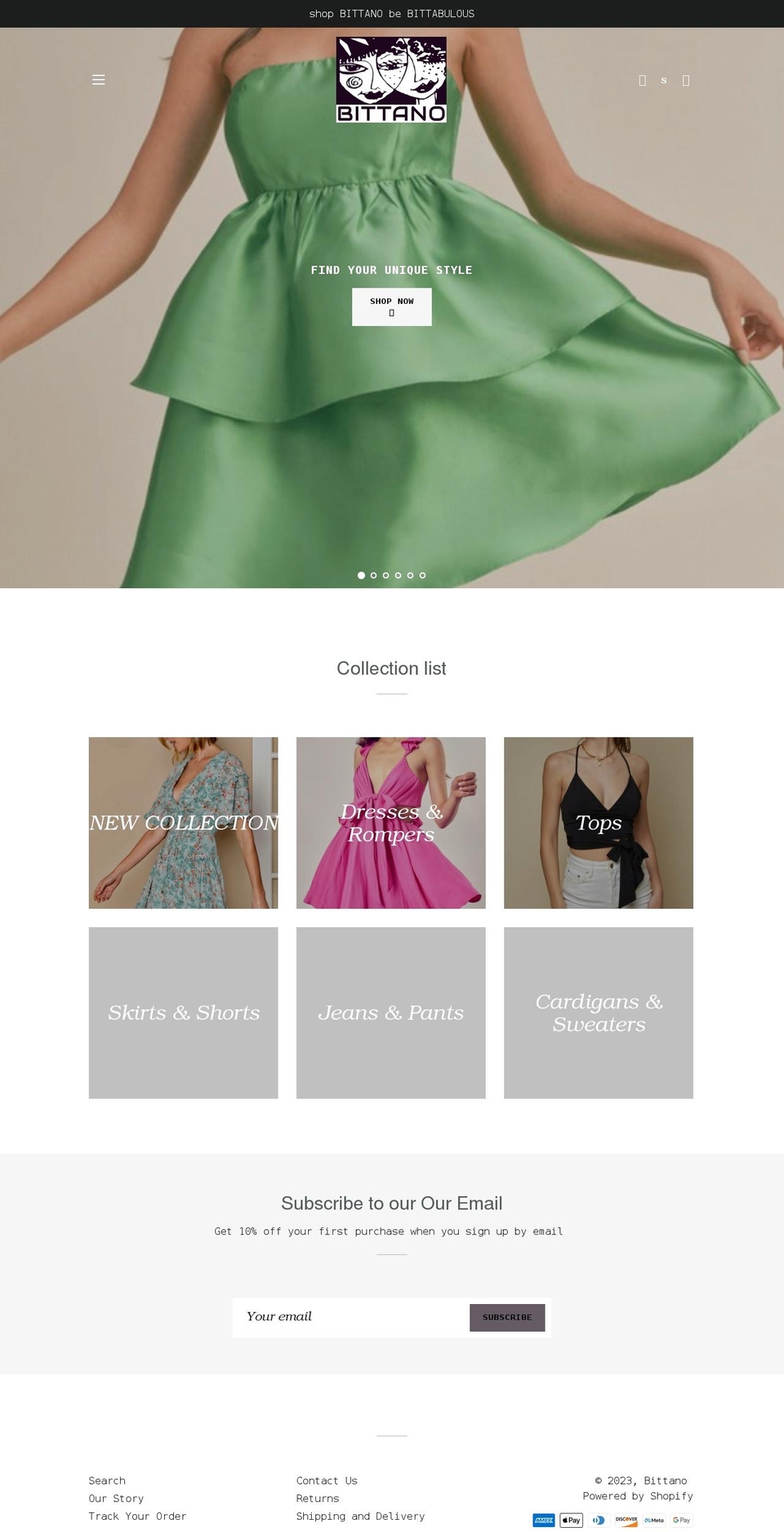 shopbittano.com shopify website screenshot