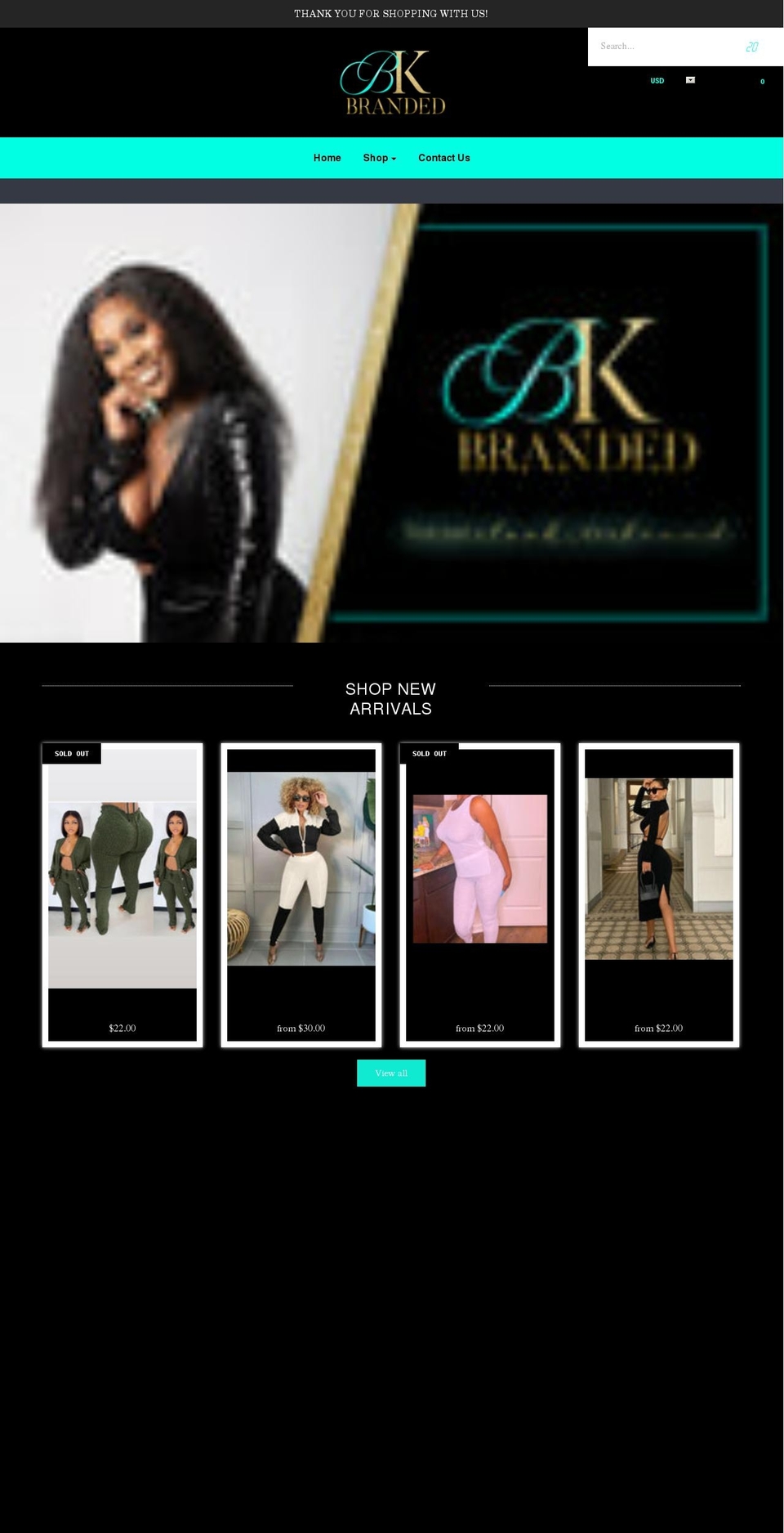 shopbkbranded.com shopify website screenshot