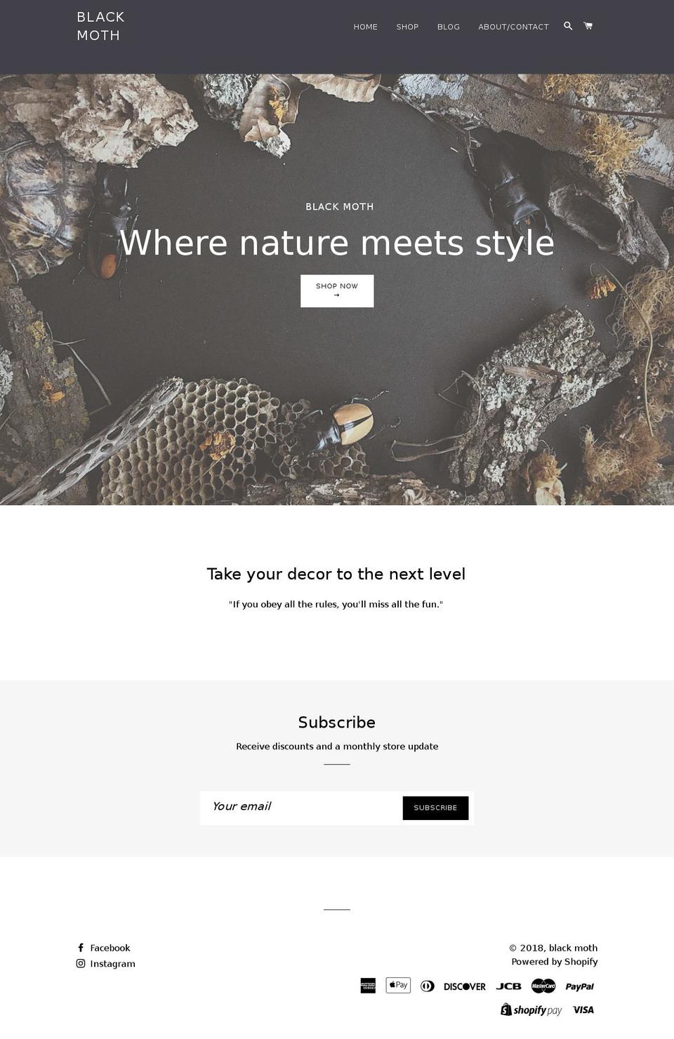 shopblackmoth.com — Shopify storefront screenshot