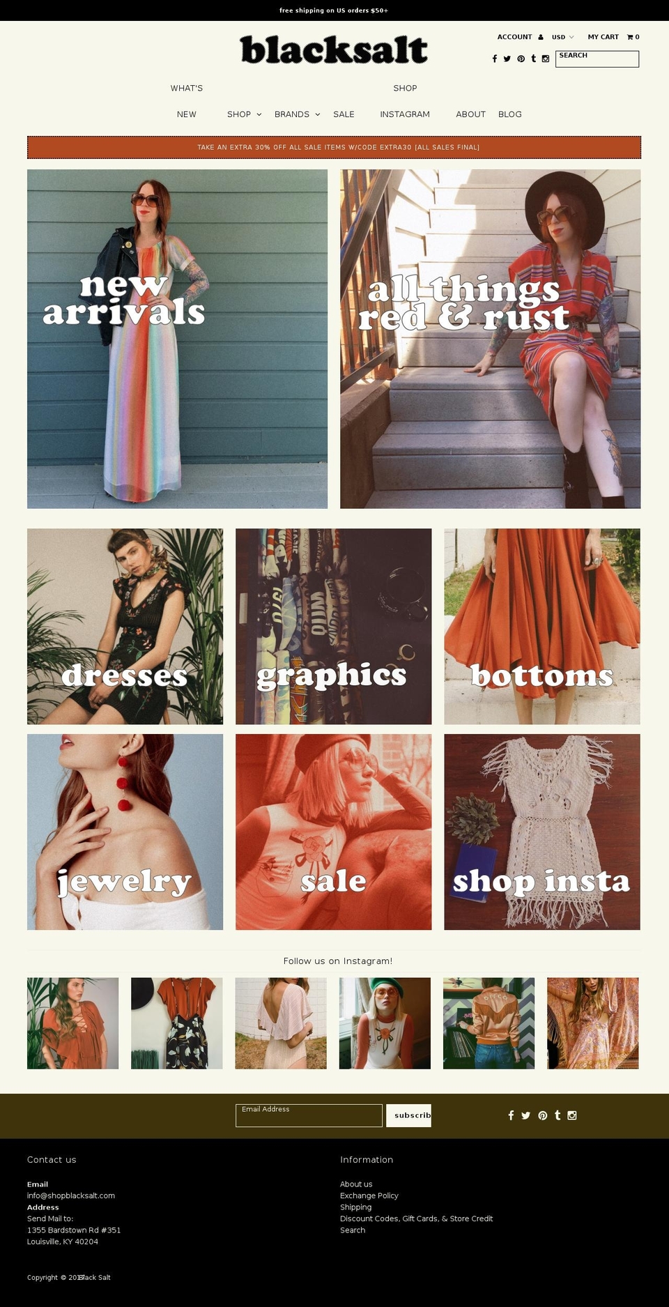 Fashionopolism Shopify theme site example shopblacksalt.com