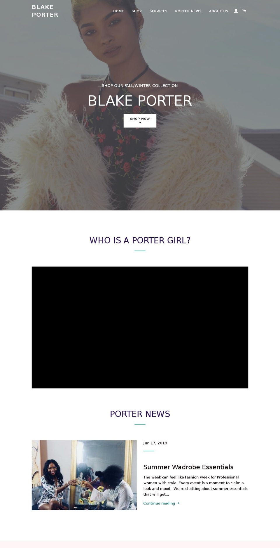 shopblakeporter.com shopify website screenshot