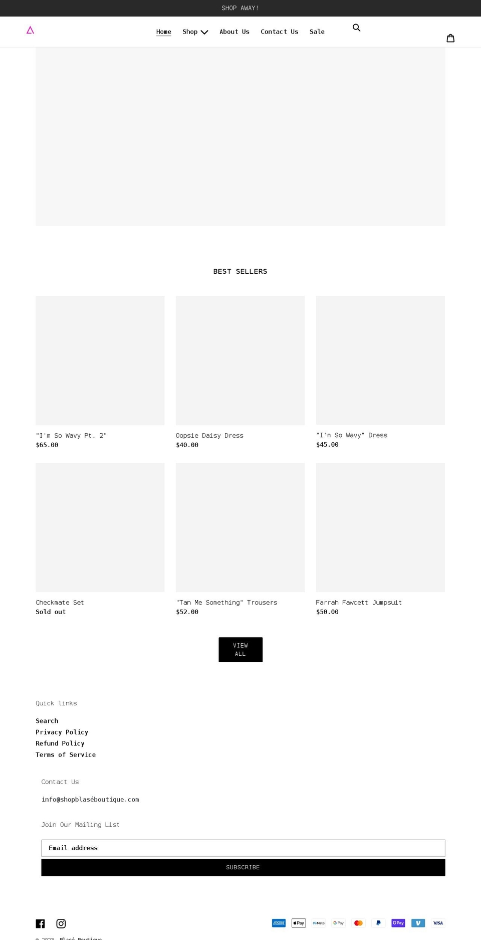 shopblaseboutique.com shopify website screenshot