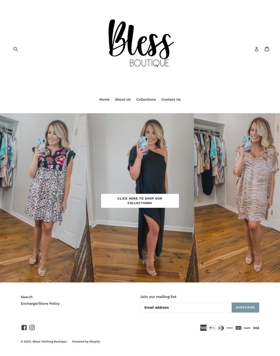 shopblessboutique.com shopify website screenshot