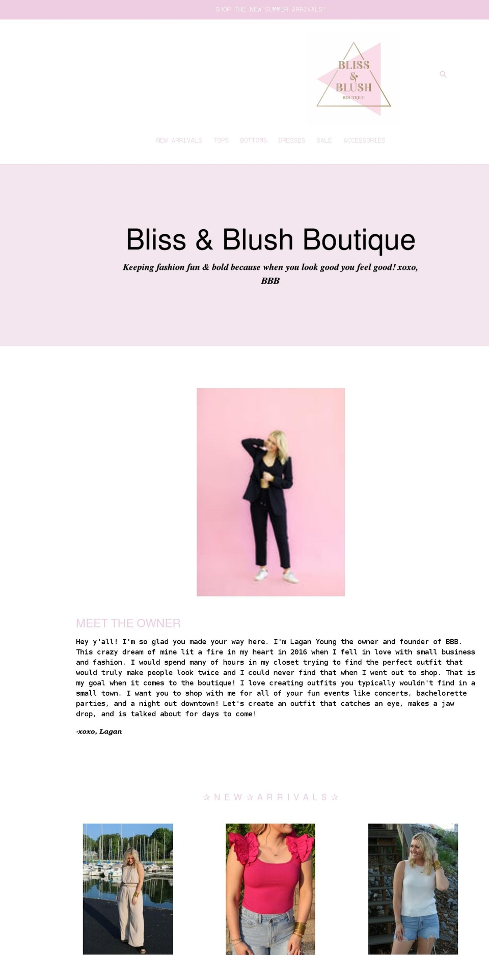 shopblissblushbtq.com shopify website screenshot