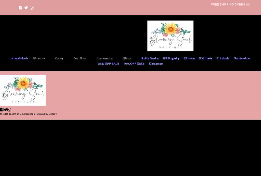 shopbloomingsoul.com shopify website screenshot