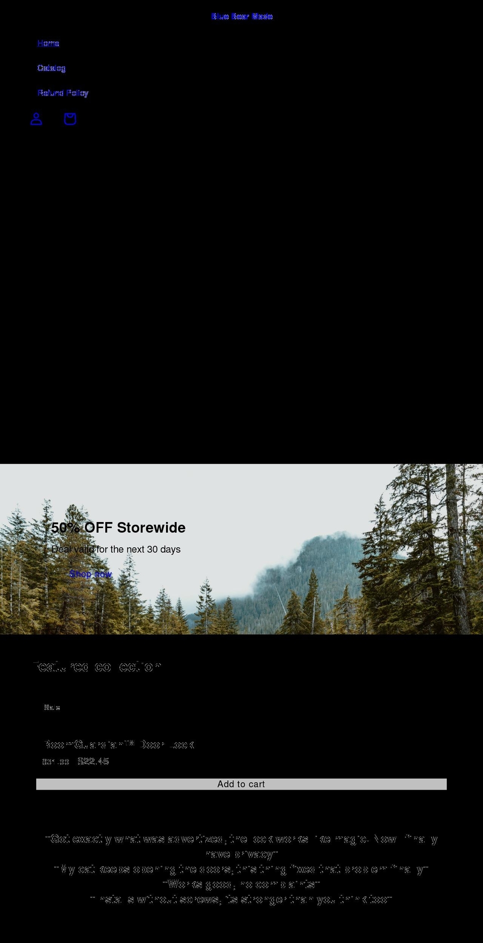 shopbluebear.com shopify website screenshot