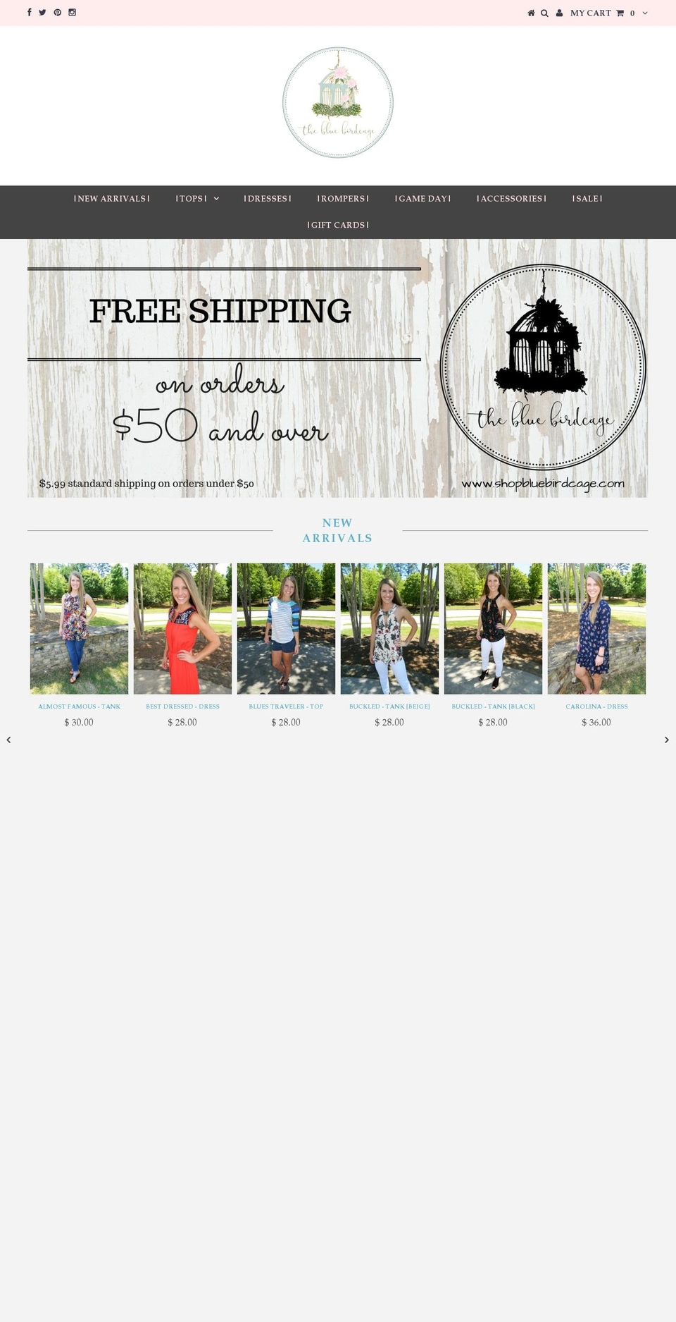 shopbluebirdcage.com shopify website screenshot