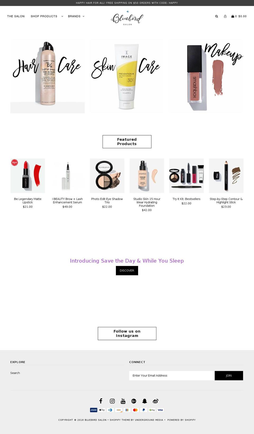 shopbluebirdsalon.com — Shopify storefront screenshot