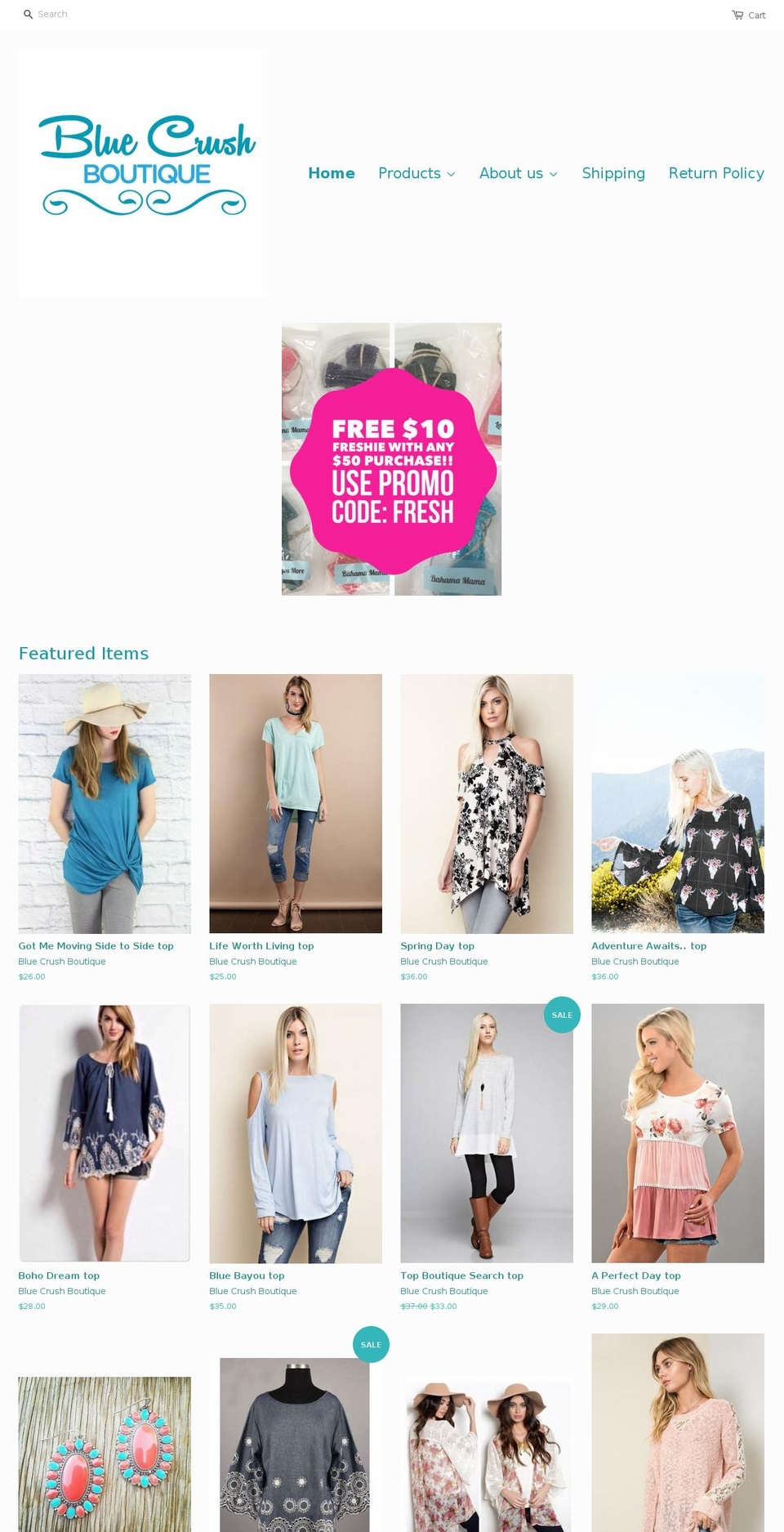 shopbluecrush.com shopify website screenshot