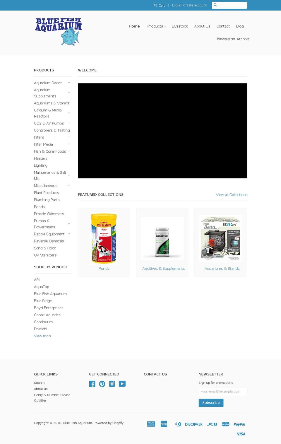 shopbluefishaquarium.com shopify website screenshot