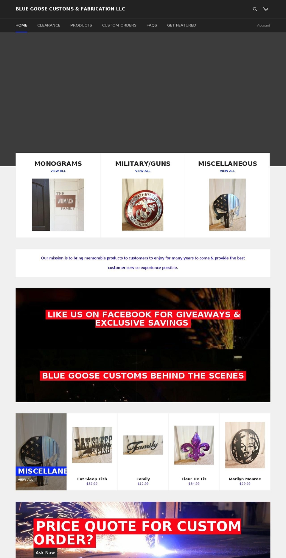 shopbluegoose.com shopify website screenshot