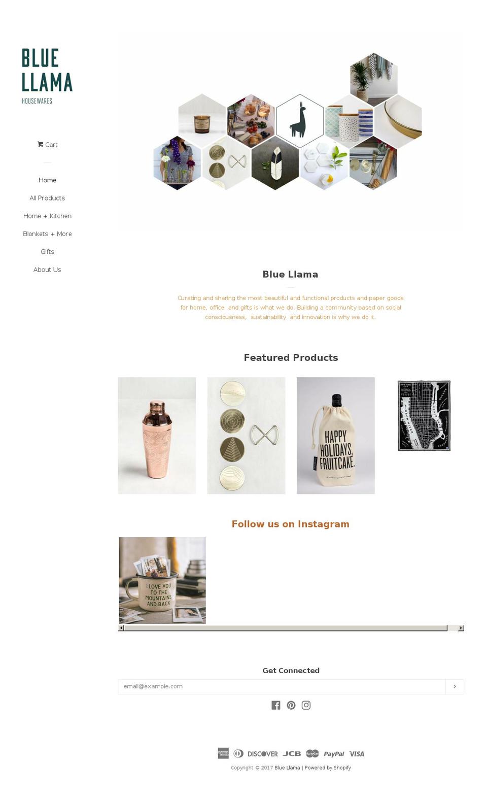 shopbluellama.com shopify website screenshot