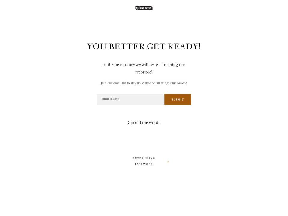 shopblueseven.com shopify website screenshot