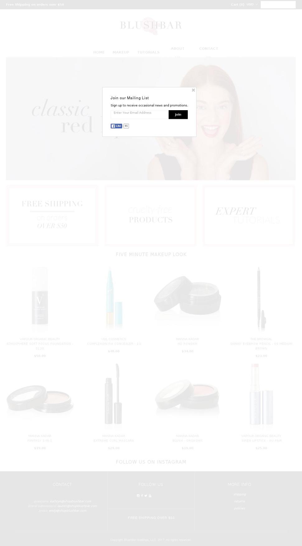 shopblushbar.com shopify website screenshot