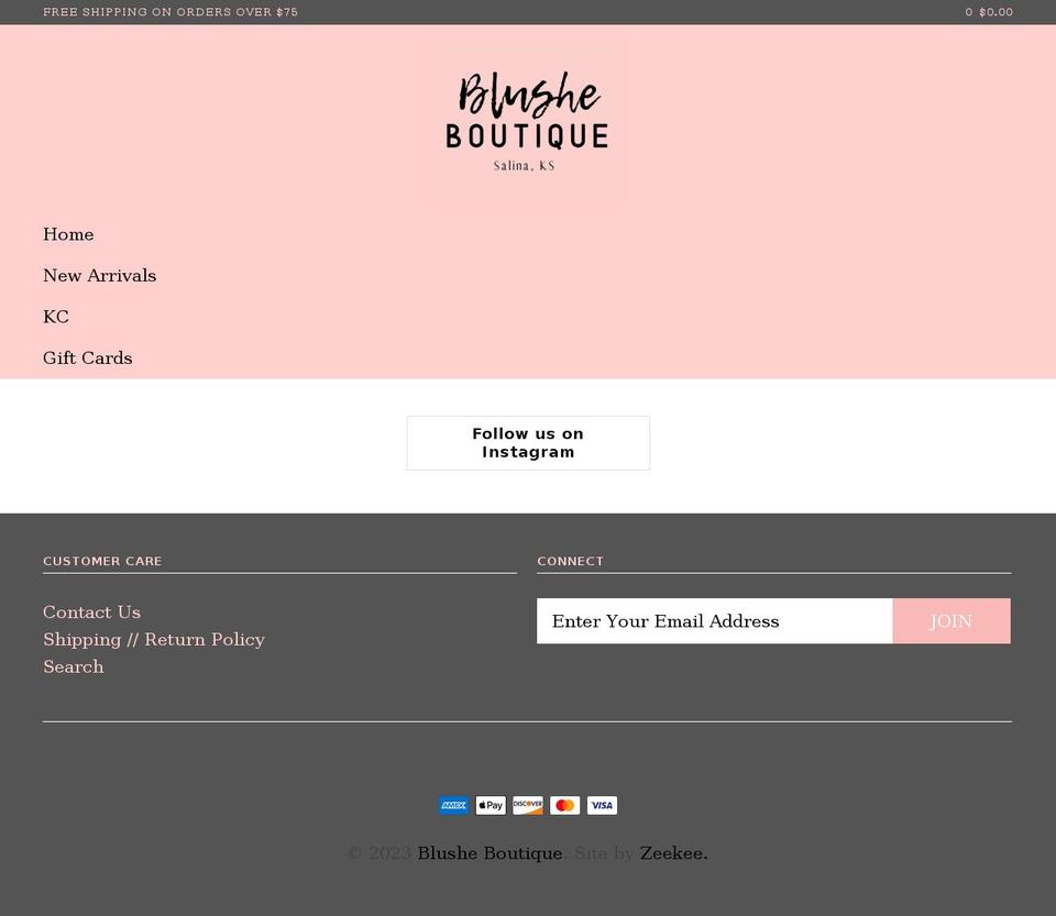 shopblusheboutique.com shopify website screenshot