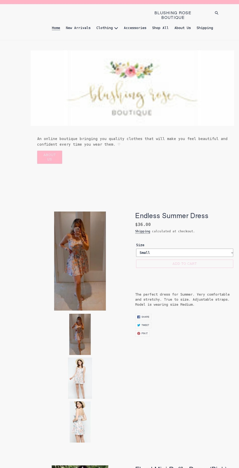 shopblushingroseboutique.com shopify website screenshot