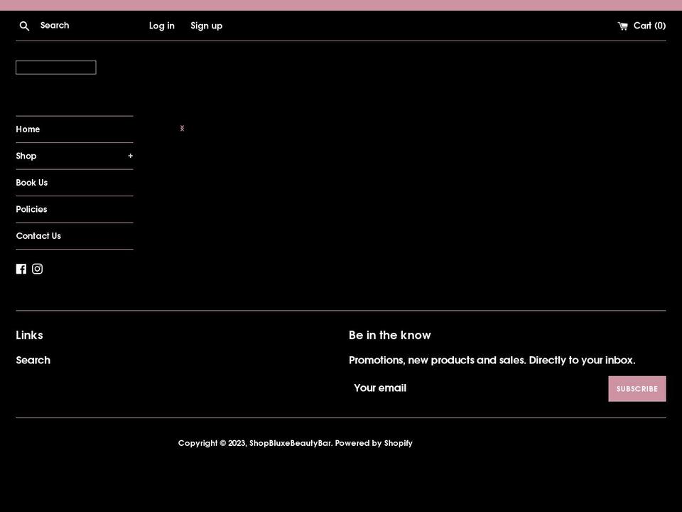 shopbluxebeautybar.com shopify website screenshot