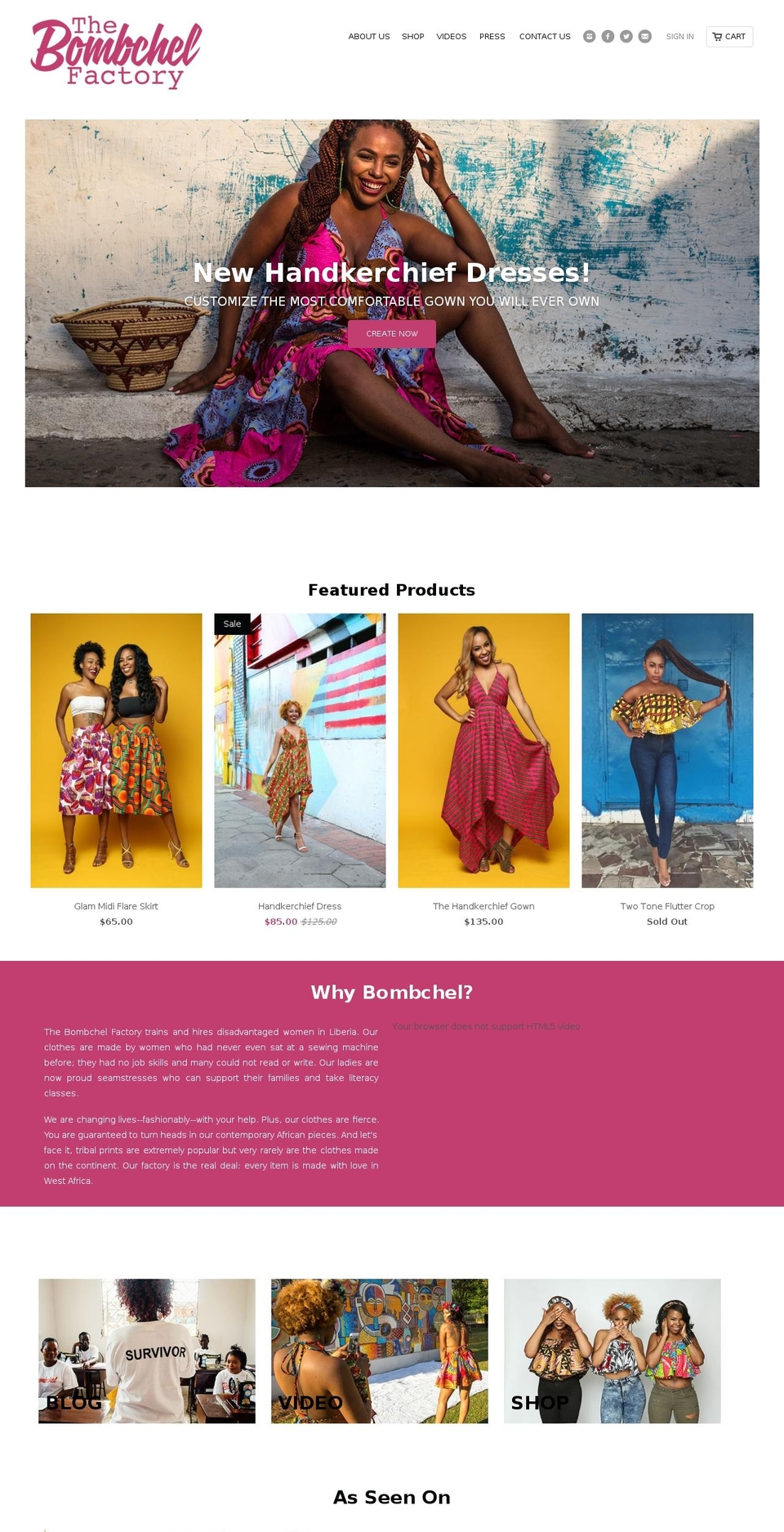 shopbombchel.com shopify website screenshot