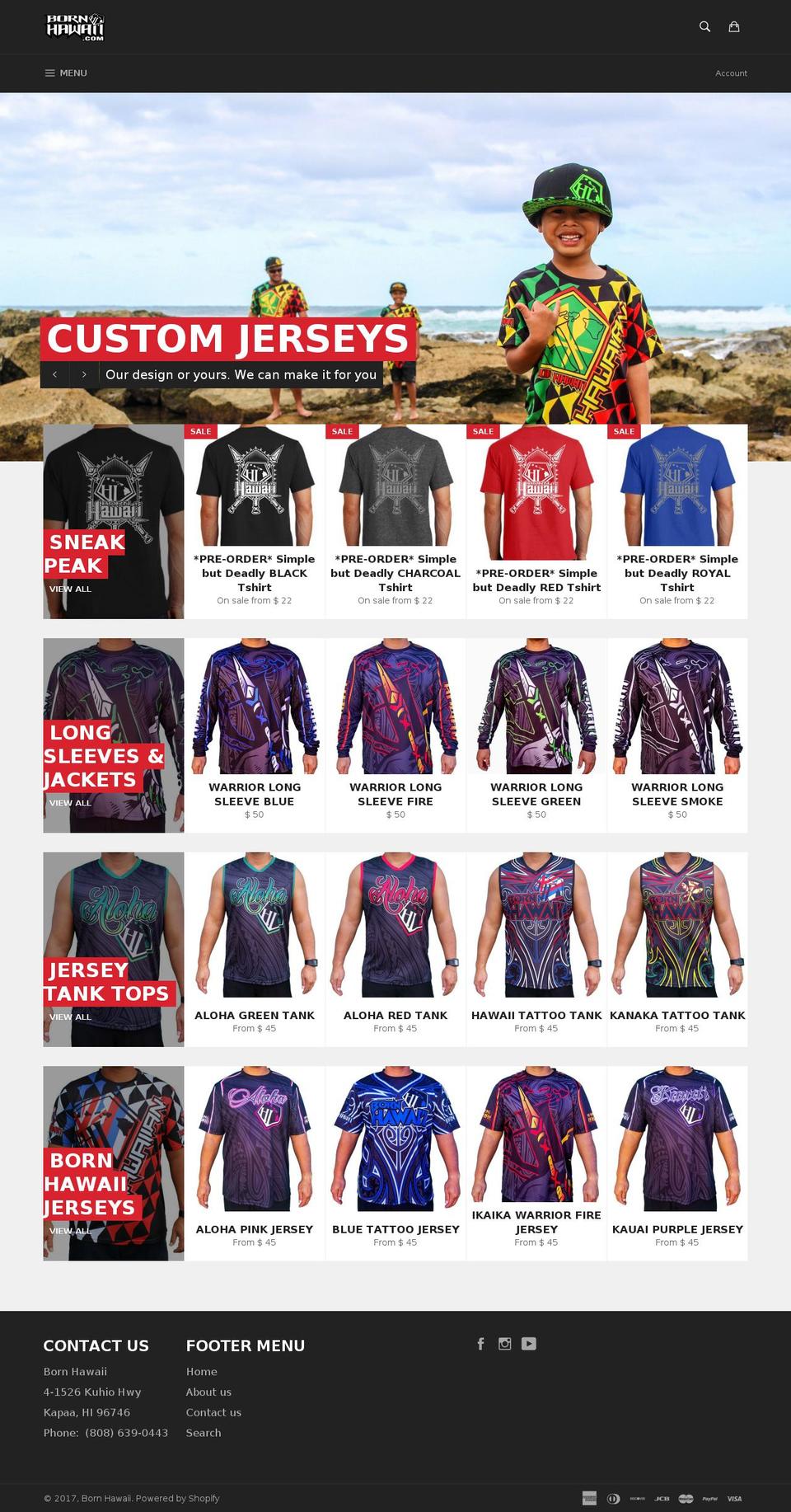 shopbornhawaii.com shopify website screenshot