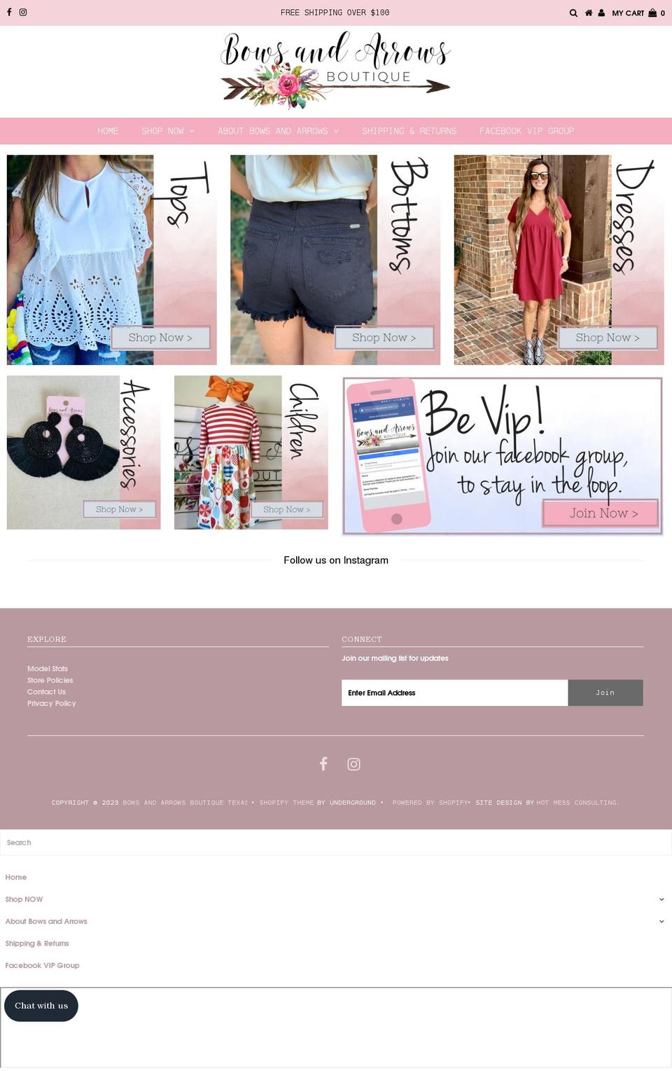 shopbowsandarrows.com shopify website screenshot