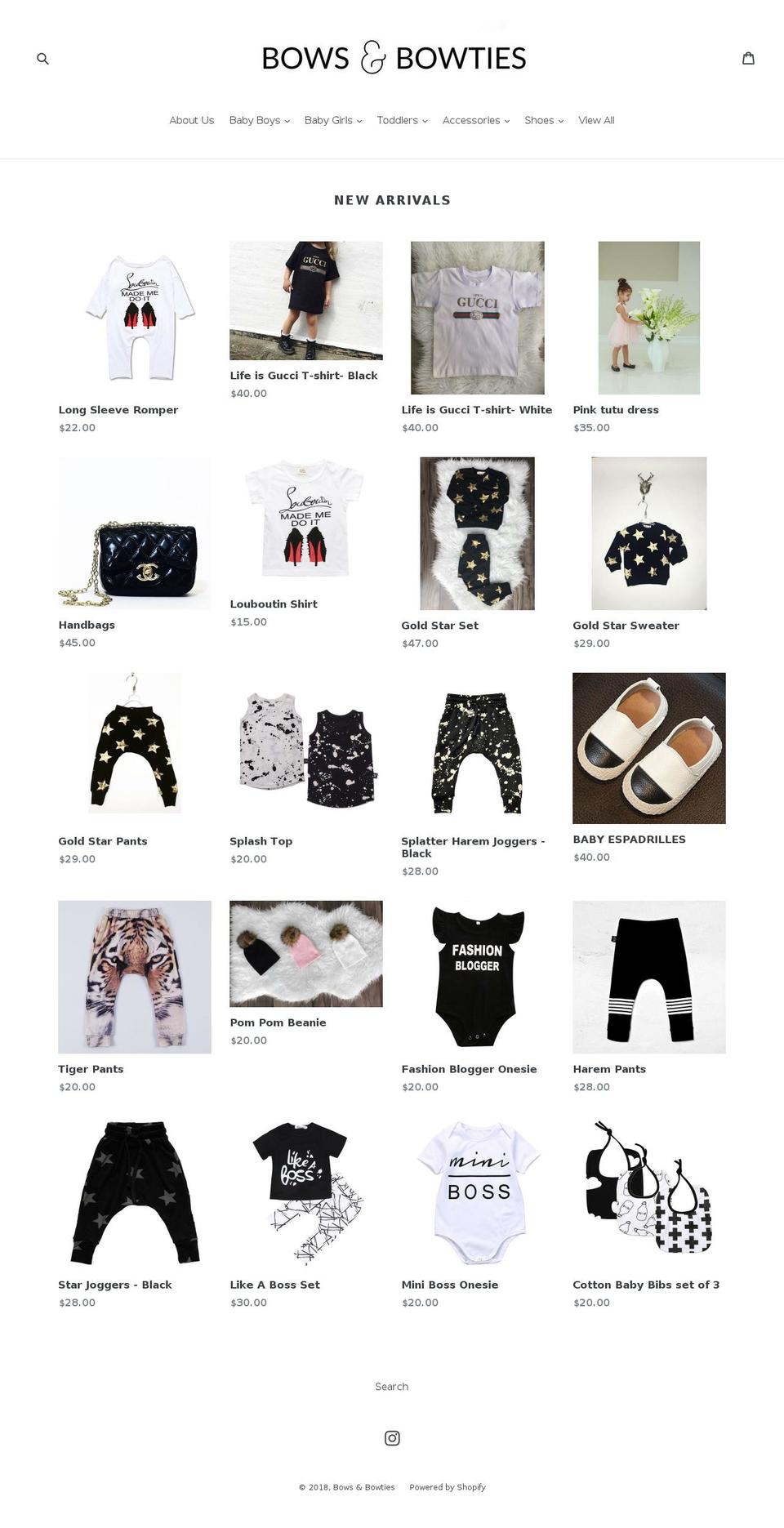 shopbowsandbowties.com — Shopify storefront screenshot
