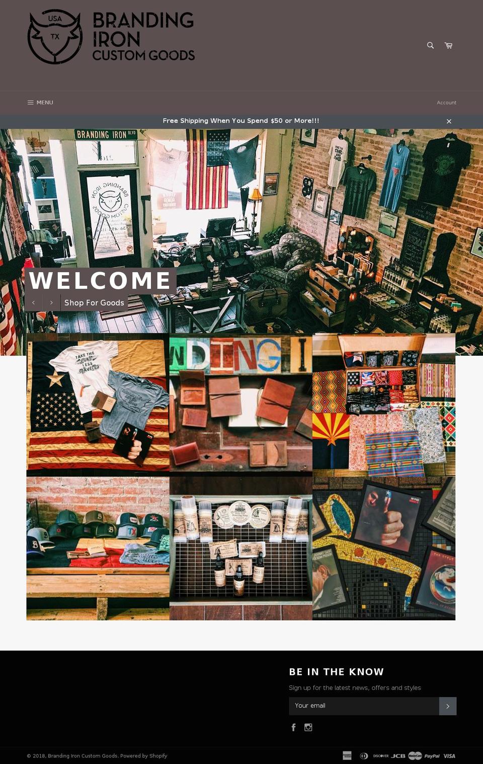 shopbrandingirontx.com shopify website screenshot