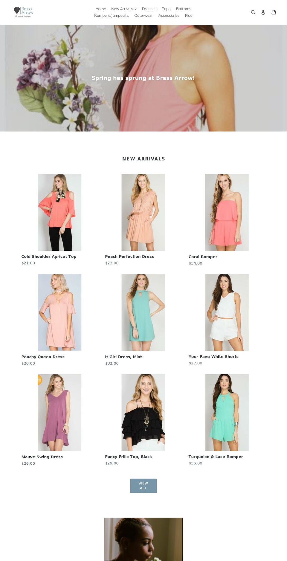 shopbrassarrowboutique.com — Shopify storefront screenshot