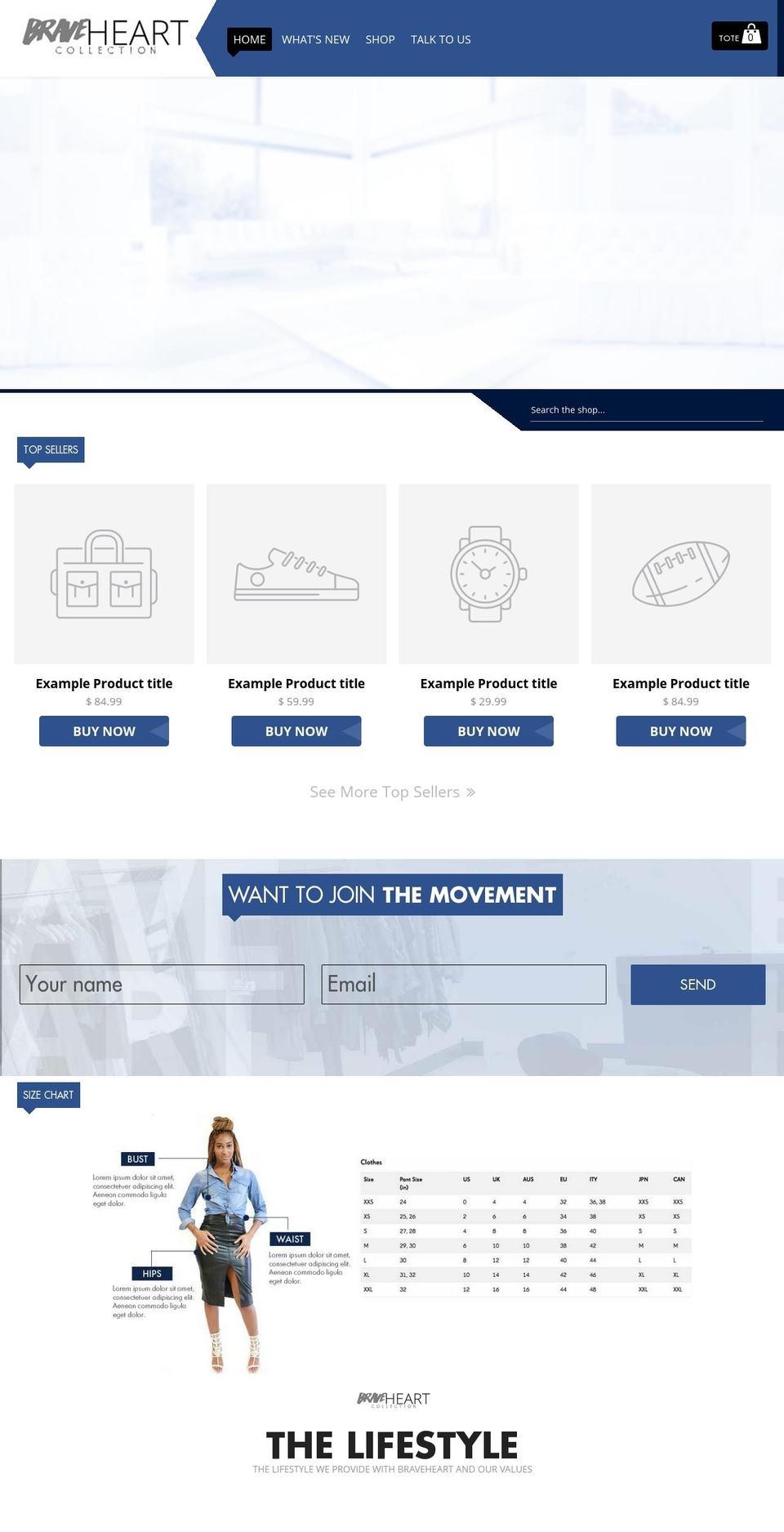 shopbraveheartcollection.com shopify website screenshot