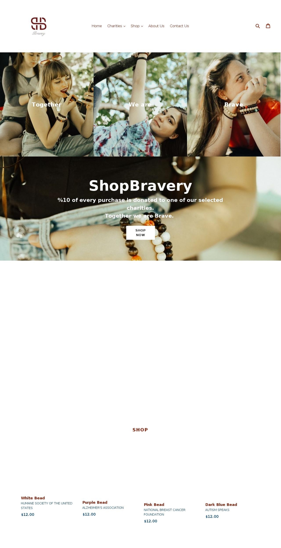 shopbravery.com shopify website screenshot
