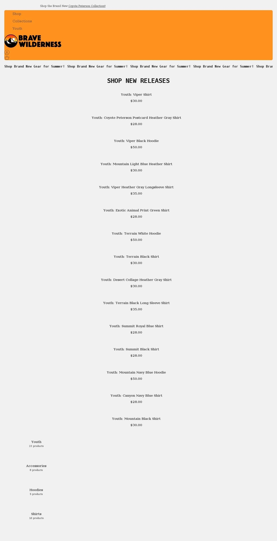 shopbravewilderness.com shopify website screenshot