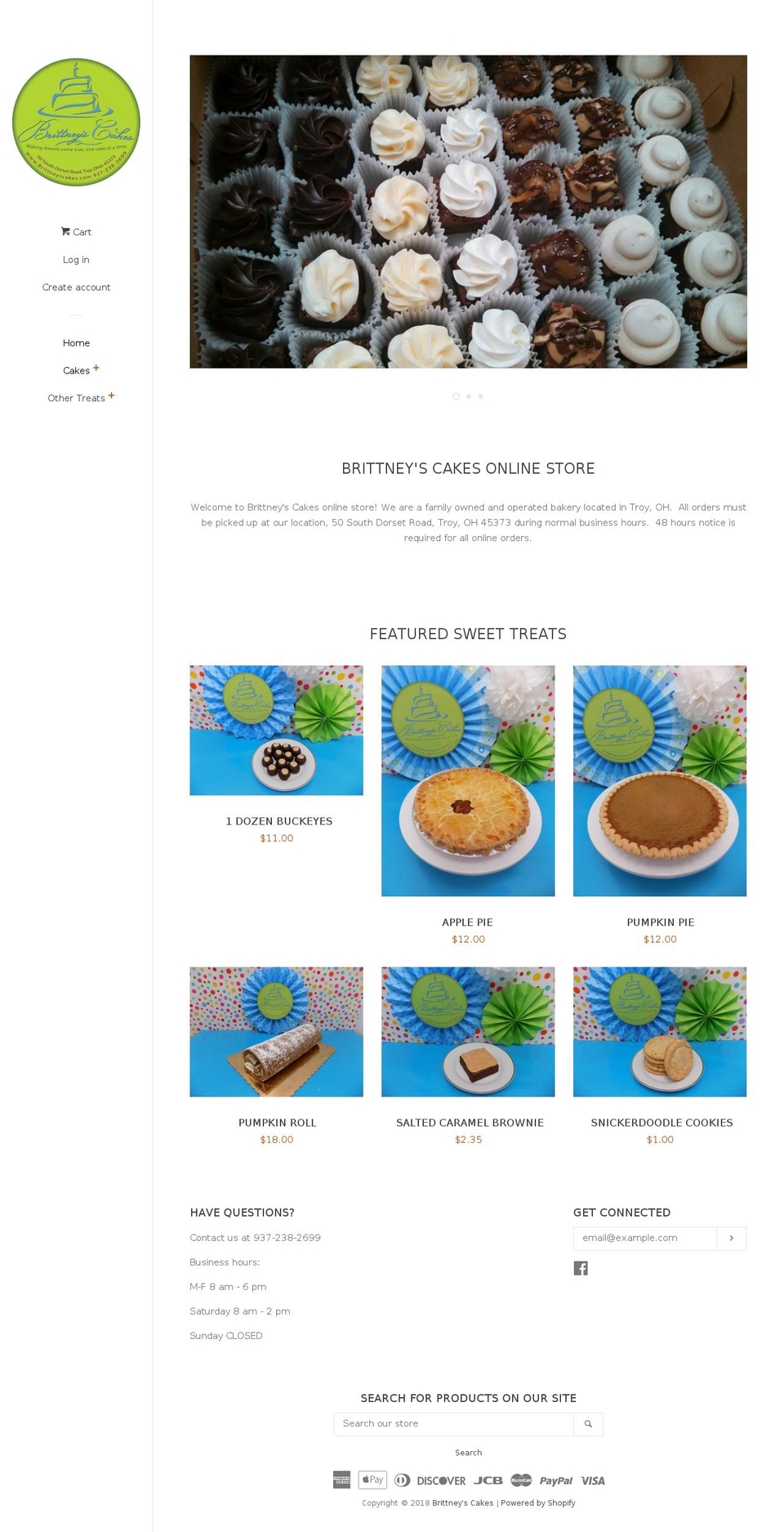 shopbrittneyscakesonline.com — Shopify storefront screenshot