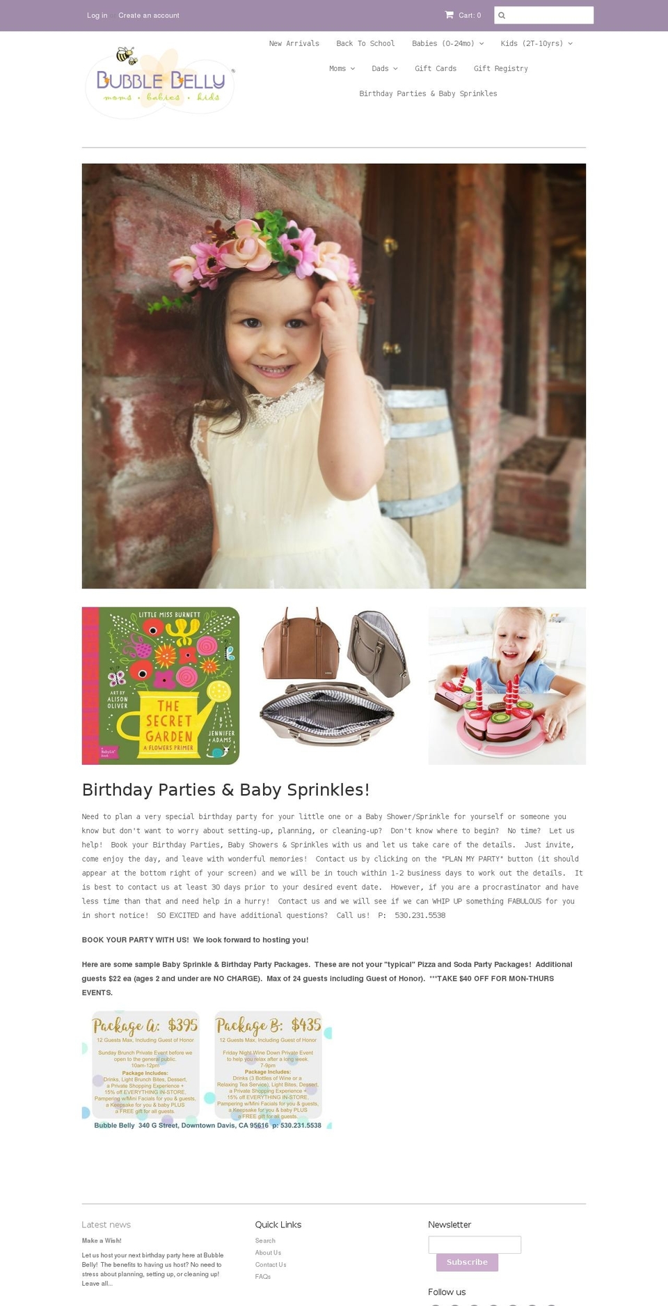 shopbubblebelly.com shopify website screenshot