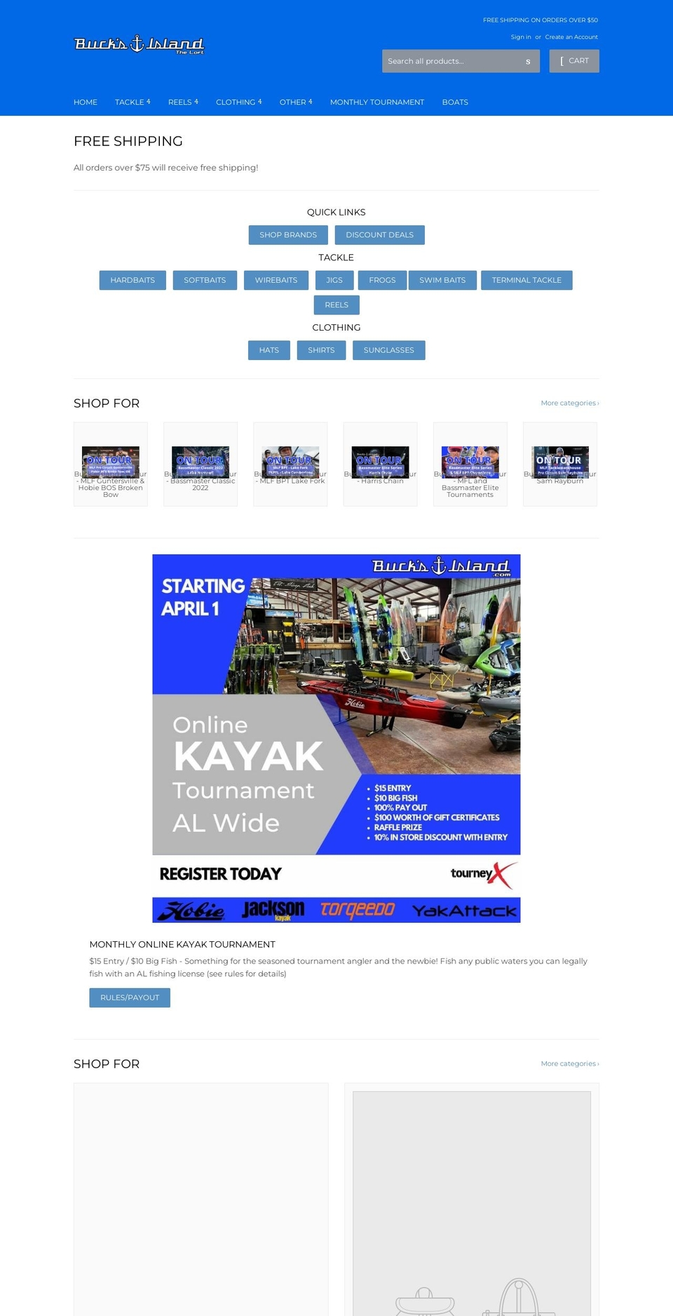 shopbucksisland.com — Shopify storefront screenshot