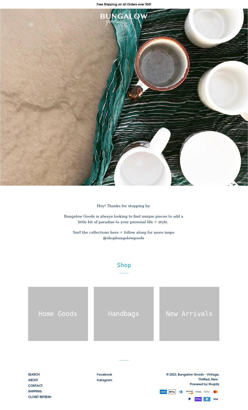 shopbungalowgoods.com shopify website screenshot