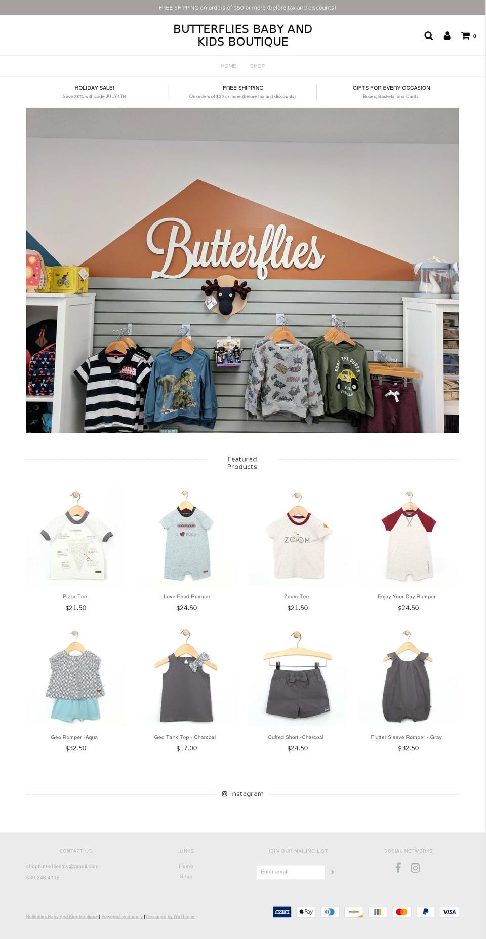 shopbutterflies.com — Shopify storefront screenshot