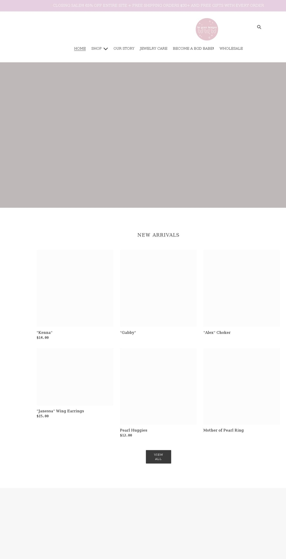 shopbygracedesigns.com shopify website screenshot