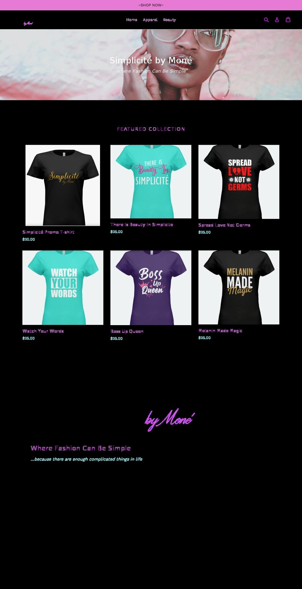 shopbymone.com — Shopify storefront screenshot