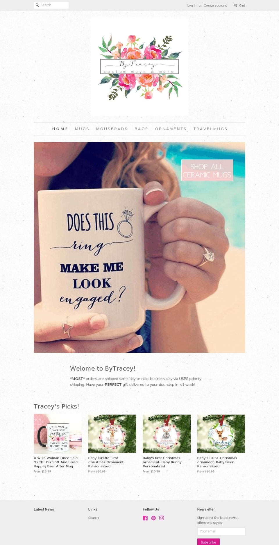 shopbytracey.com shopify website screenshot