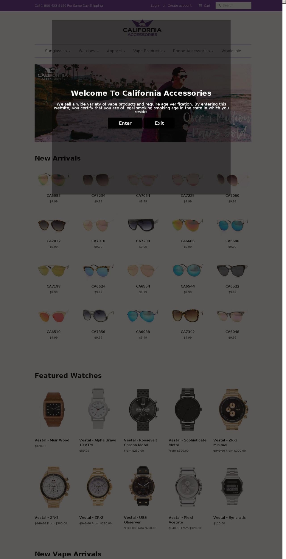 shopcaliforniaaccessories.com shopify website screenshot