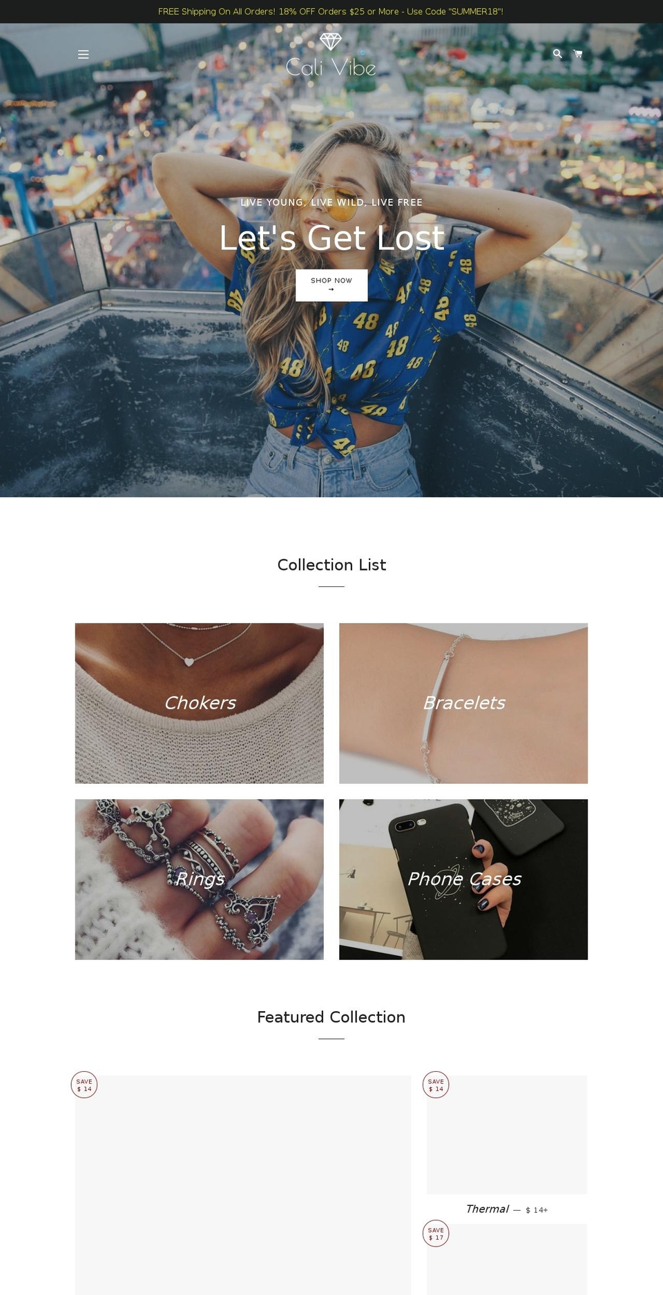 shopcalivibe.com shopify website screenshot