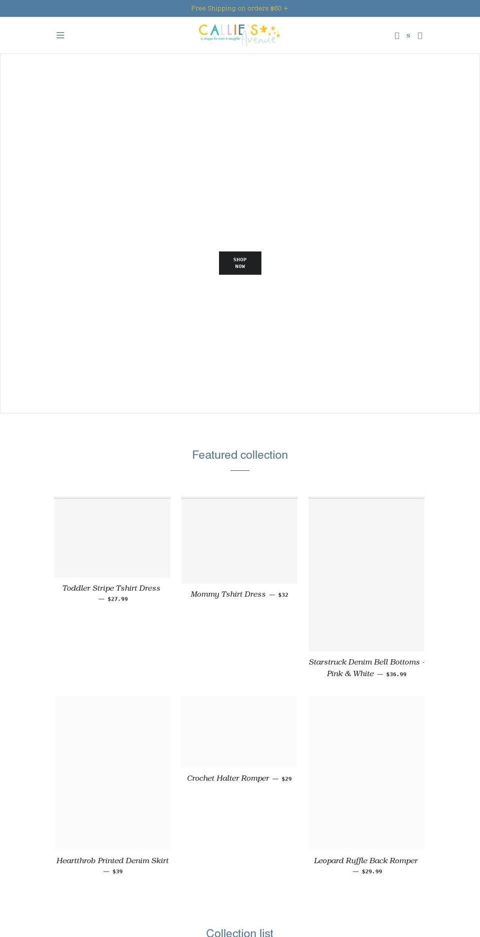 shopcalliesavenue.com shopify website screenshot