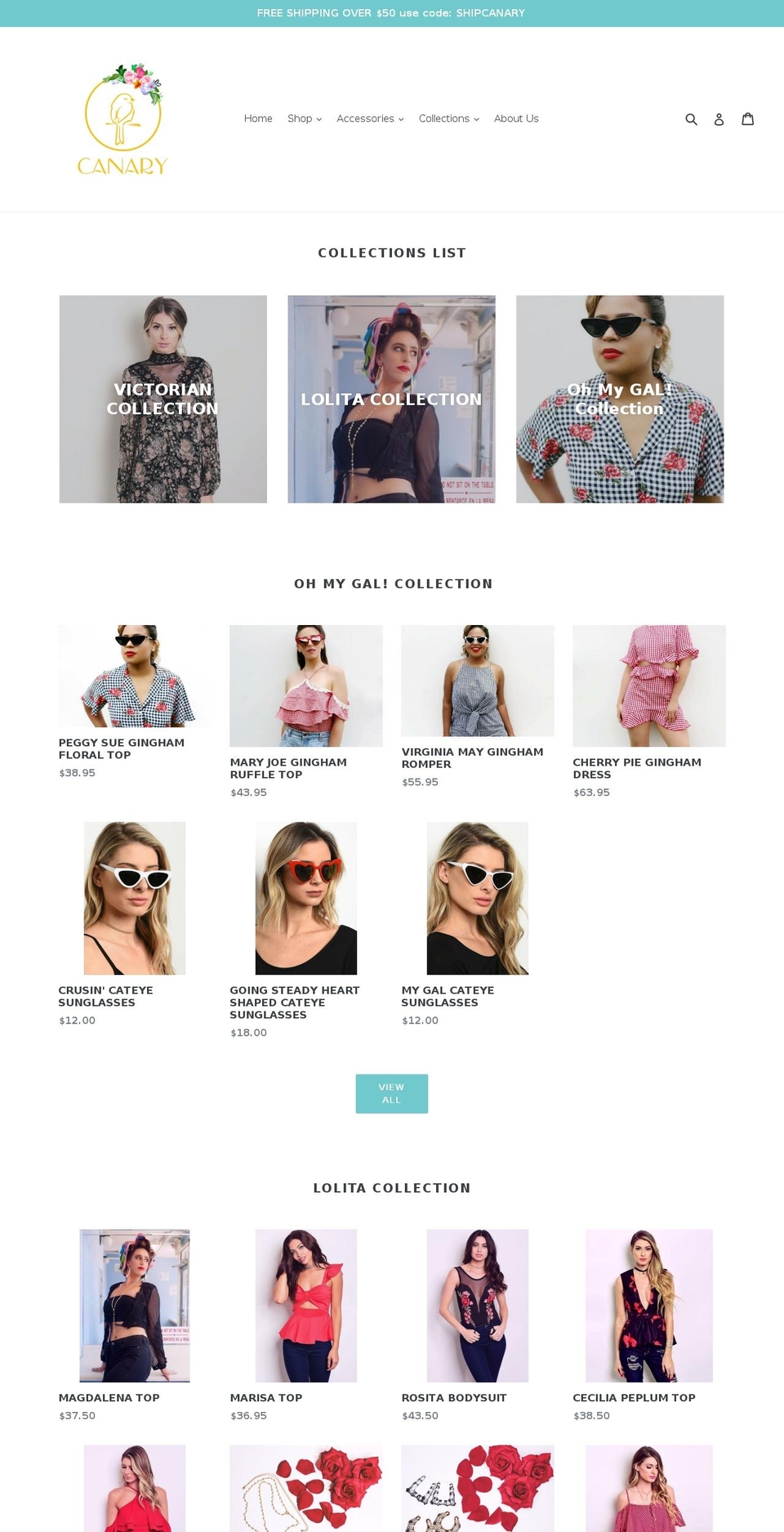 shopcanaryclothing.com shopify website screenshot