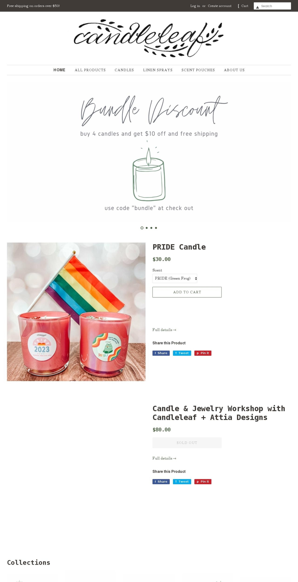 shopcandleleaf.com shopify website screenshot